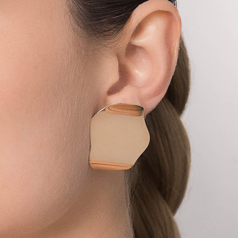 MAXI WAVY EARRINGS PLATED IN 18K GOLD - 52736300