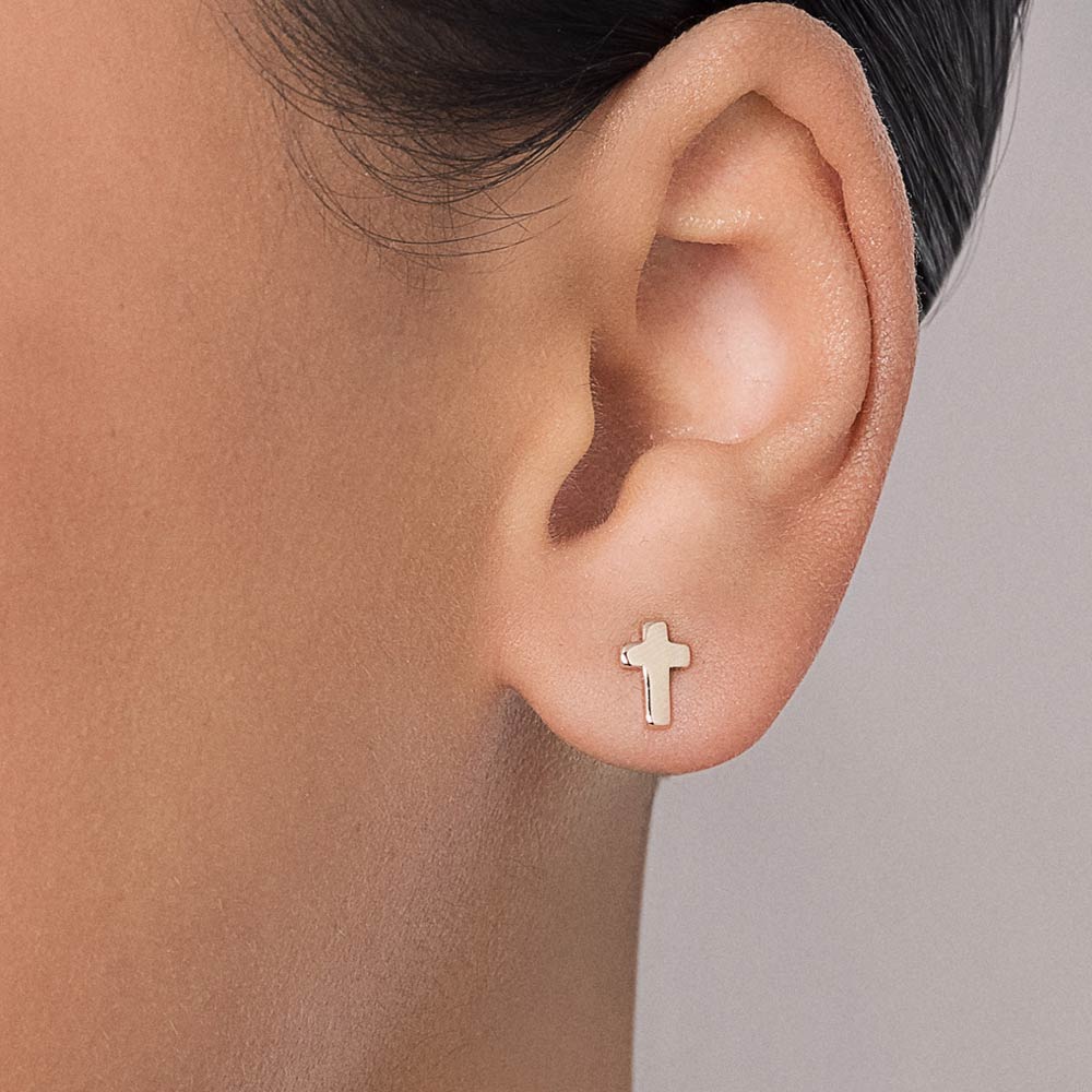 18K GOLD PLATED CROSS EARRINGS - 52744000