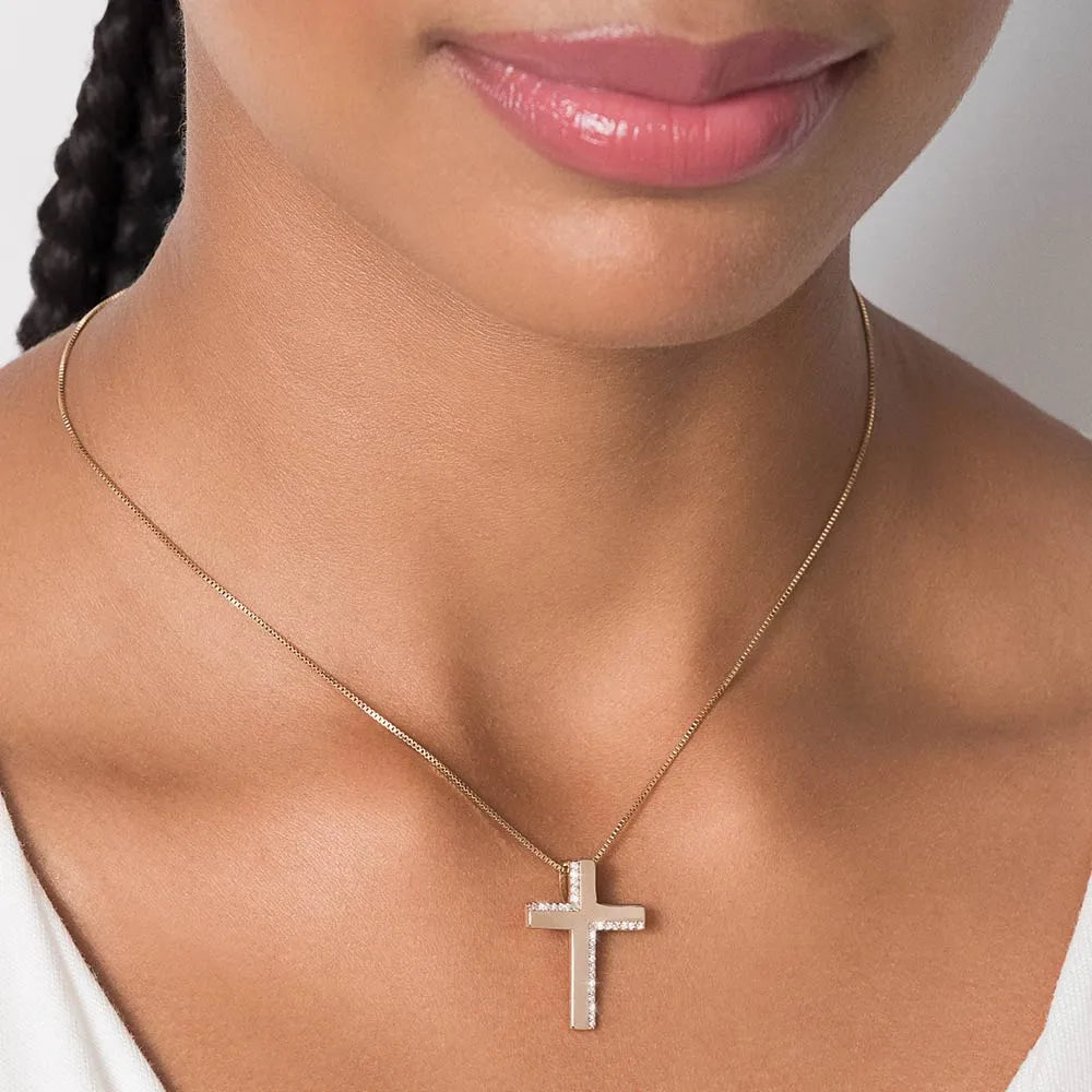 18K GOLD PLATED CROSS PENDANT WITH ZIRCONIAS - 5429150006