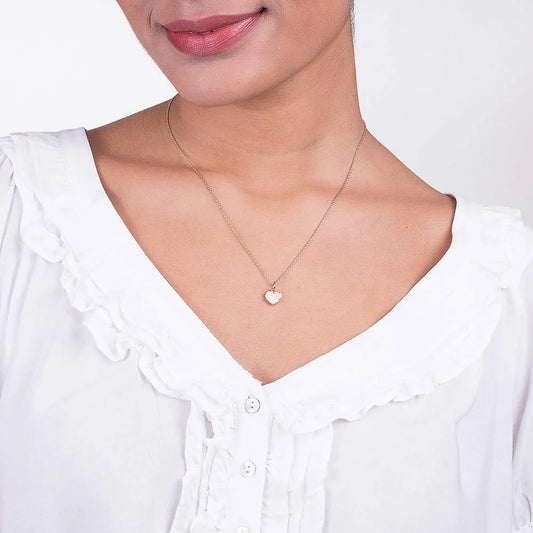 18K GOLD-PLATED NECKLACE WITH HEART SET WITH ZIRCONIA STONES - 53159806