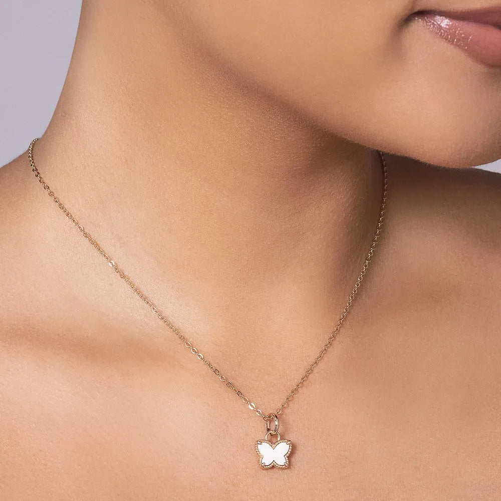 BUTTERFLY PENDANT WITH 18K GOLD-PLATED ACRYLIC - 54293606