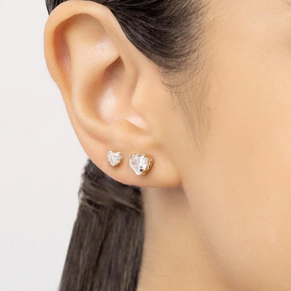 18K GOLD-PLATED HEART EARRING KIT WITH ZIRCONIA - 52726606