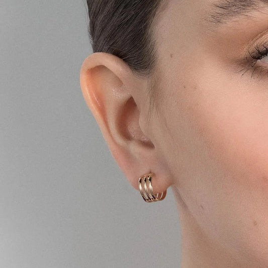 Triple hoop earring plated in 18k gold - 52697100