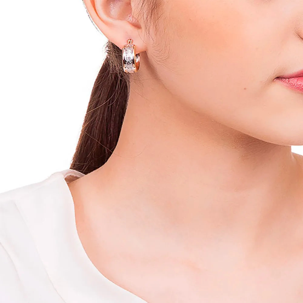 18K GOLD PLATED HOOP EARRINGS WITH RHODIUM PLATING - 52383000