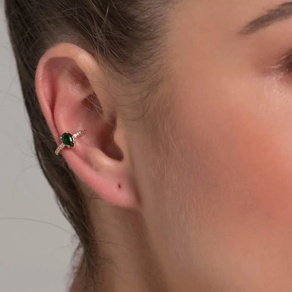 18K GOLD PLATED CLIP-ON EARRING WITH CRYSTAL AND ZIRCONIAS - 526340