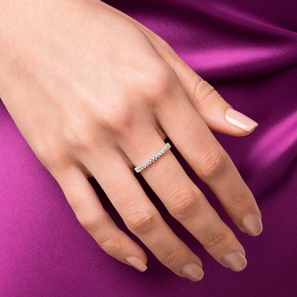 Half eternity ring in 925 silver with cubic zirconia - 81022806