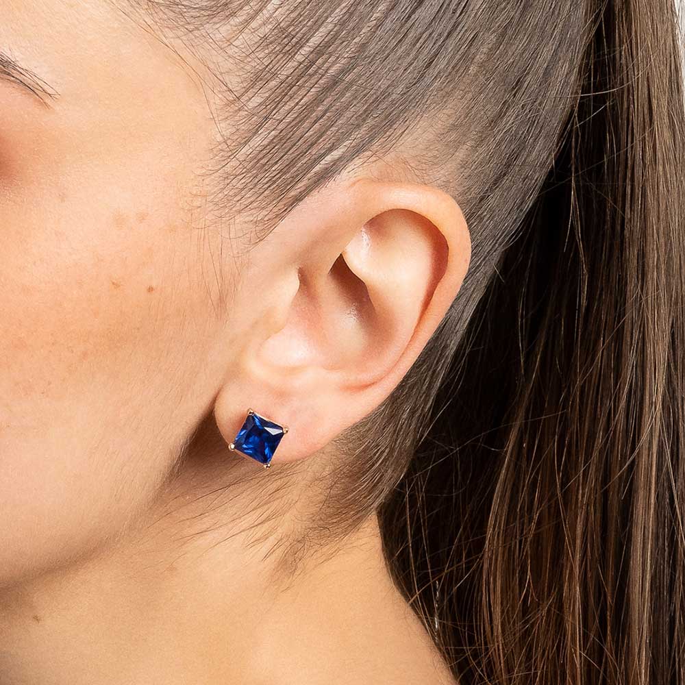 Square solitaire earring plated in 18k gold - 526703