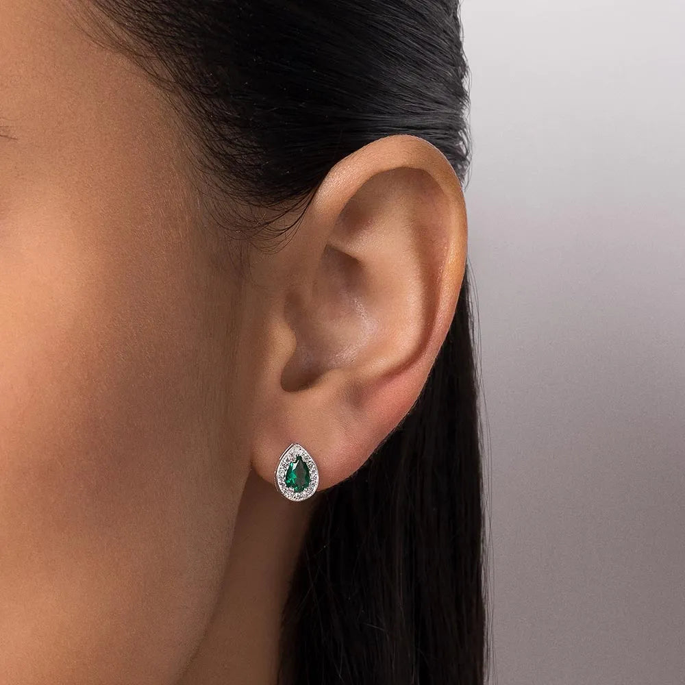 Teardrop earrings in 925 sterling silver with cubic zirconia - 82011810