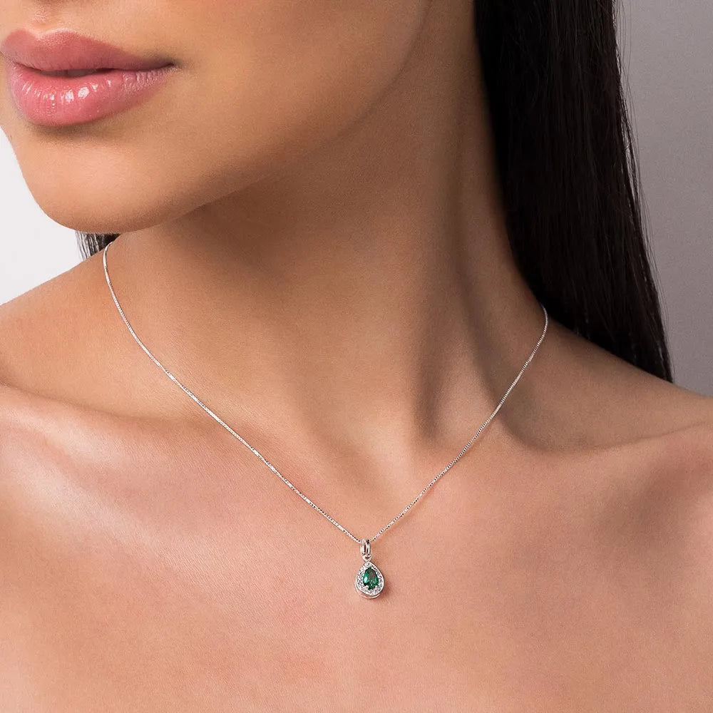 925 Sterling Silver Teardrop Pendant with Cubic Zirconia - 8400480010