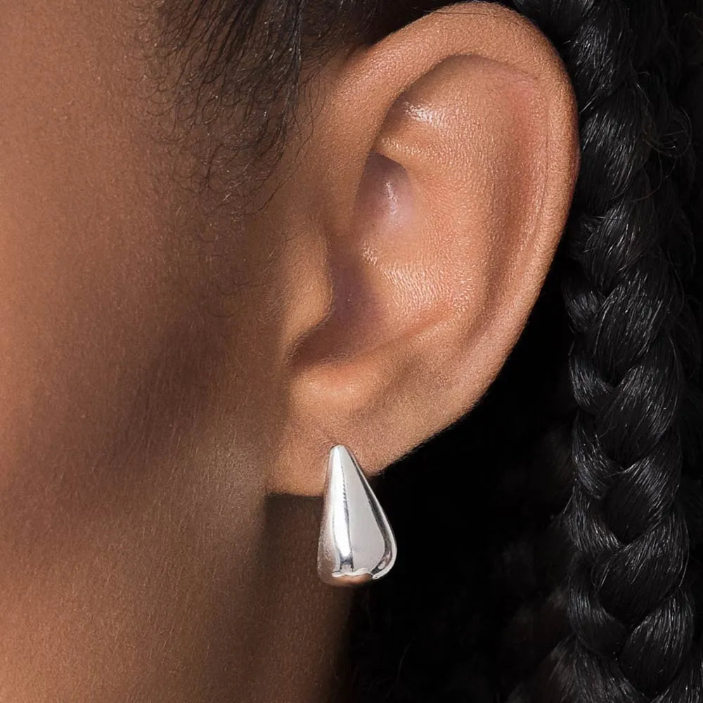 925 Sterling Silver Teardrop Hoop Earrings - 820233