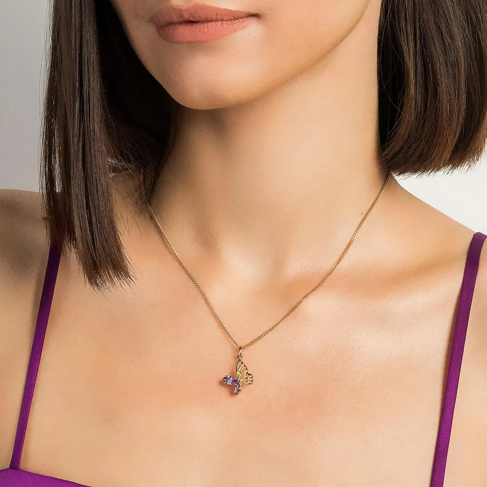 18K GOLD-PLATED BUTTERFLY PENDANT WITH ZIRCONIA - 54267824