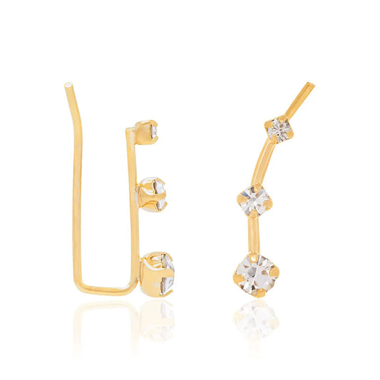 18K GOLD PLATED EAR CUFF EARRING WITH ZIRCONIAS - 52273106