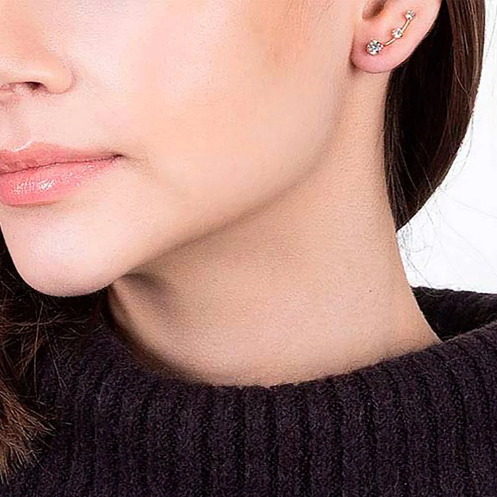 18K GOLD PLATED EAR CUFF EARRING WITH ZIRCONIAS - 52273106