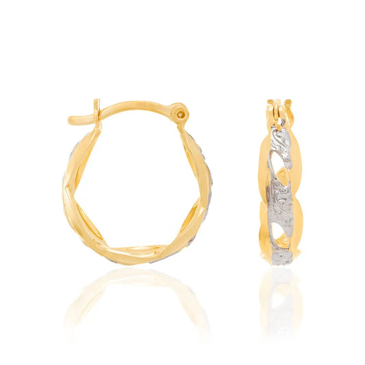 Wavy hoop earring plated in 18k gold with rhodium plating - 52038800