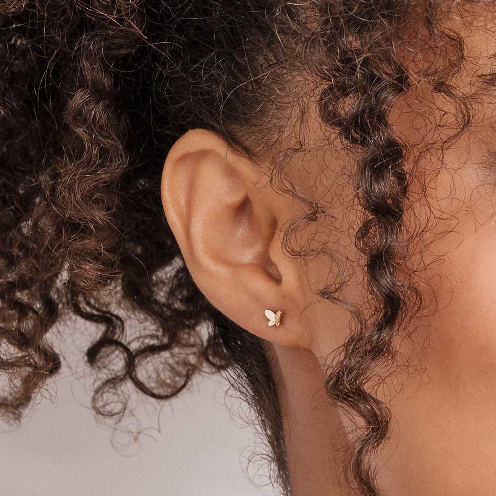 Small butterfly earrings plated in 18k gold - 52673800