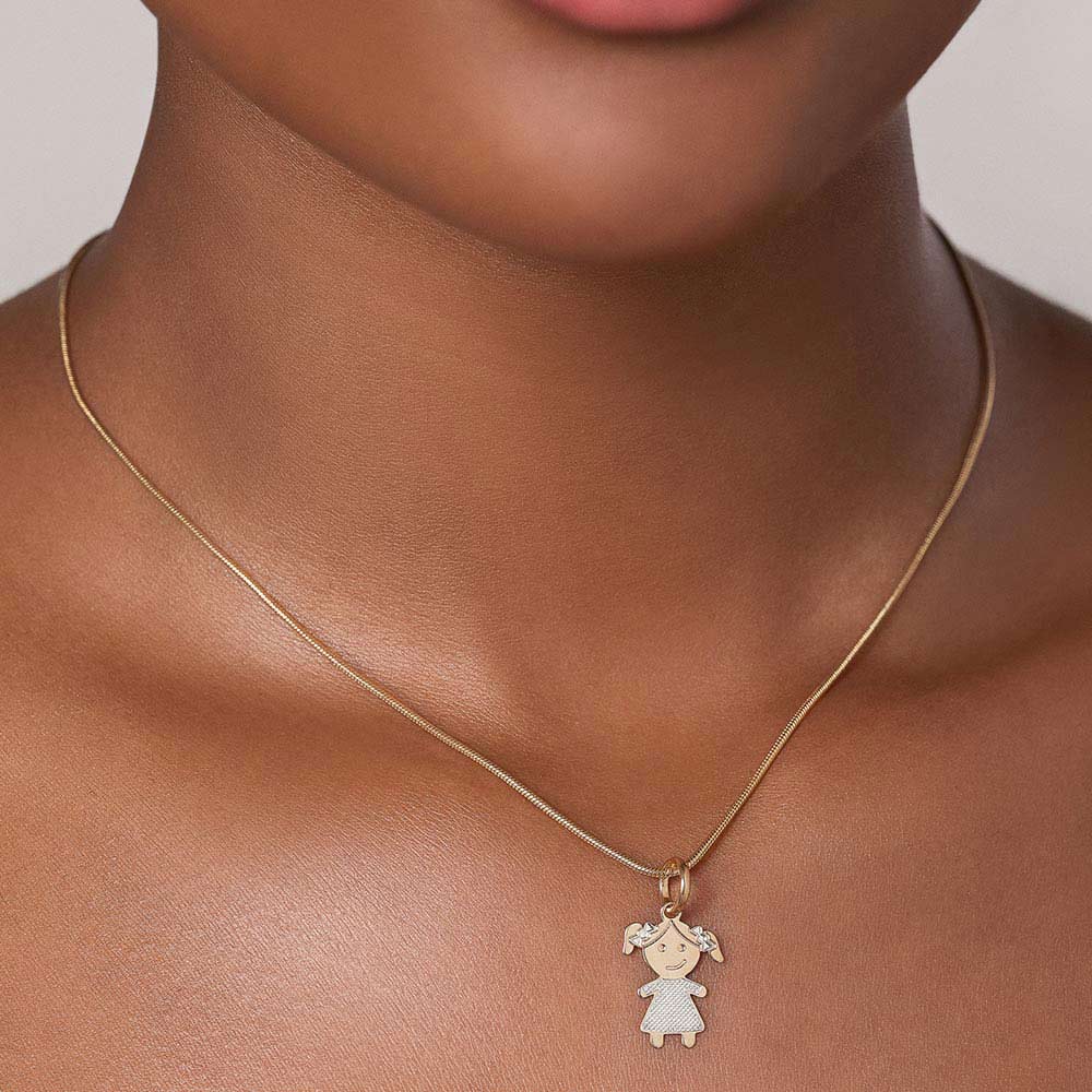 GIRL PENDANT PLATED IN 18K GOLD WITH RHODIUM PLATING - 54295500