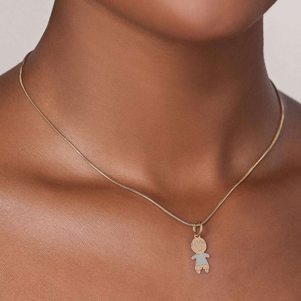 18K GOLD PLATED BOY PENDANT WITH RHODIUM PLATING - 54295600