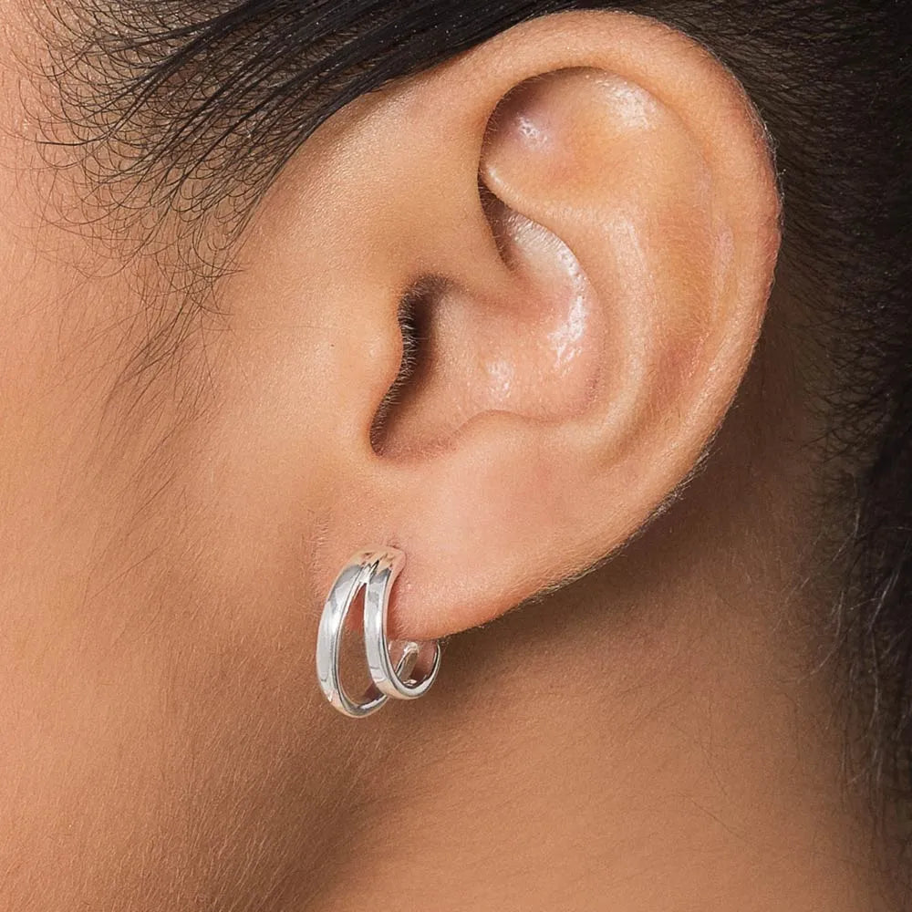 Double Half Hoop Earrings in 925 Sterling Silver - 82017600