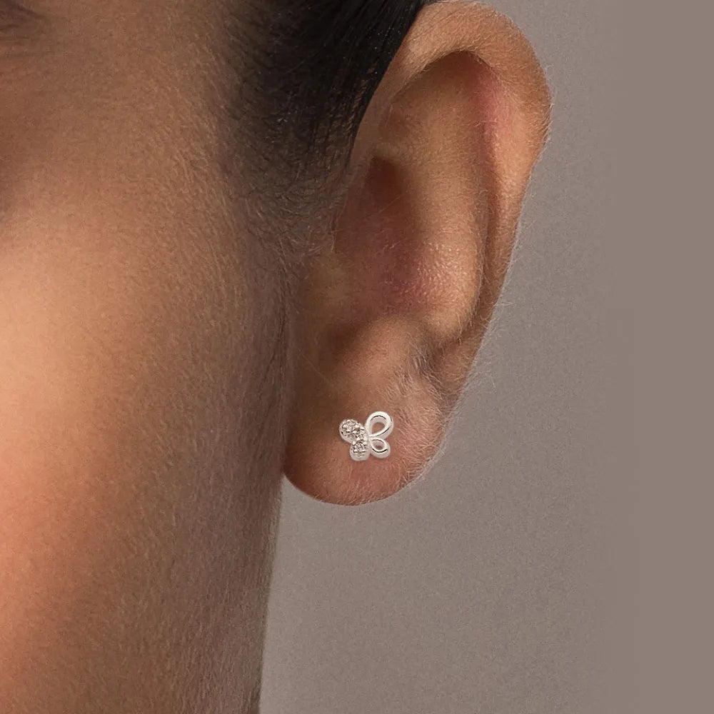 Butterfly earring in 925 sterling silver with cubic zirconia stones - 82018706