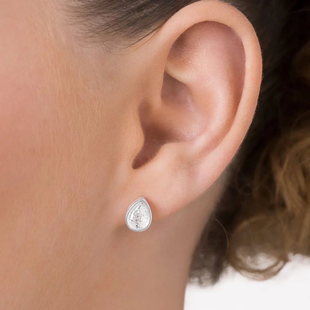 Solitaire teardrop earring in 925 sterling silver with cubic zirconia - 82026206