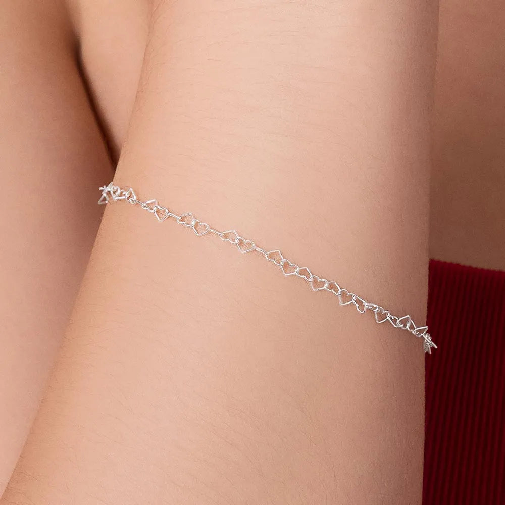 925 SOLID SILVER HEART BRACELET - 85008100