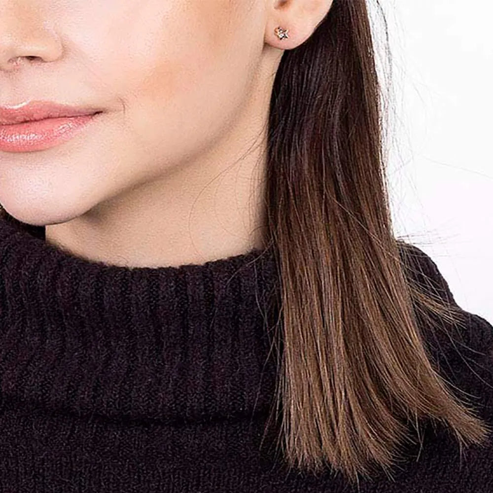 Children's solitaire earring plated in 18k gold with crystals - 52409206