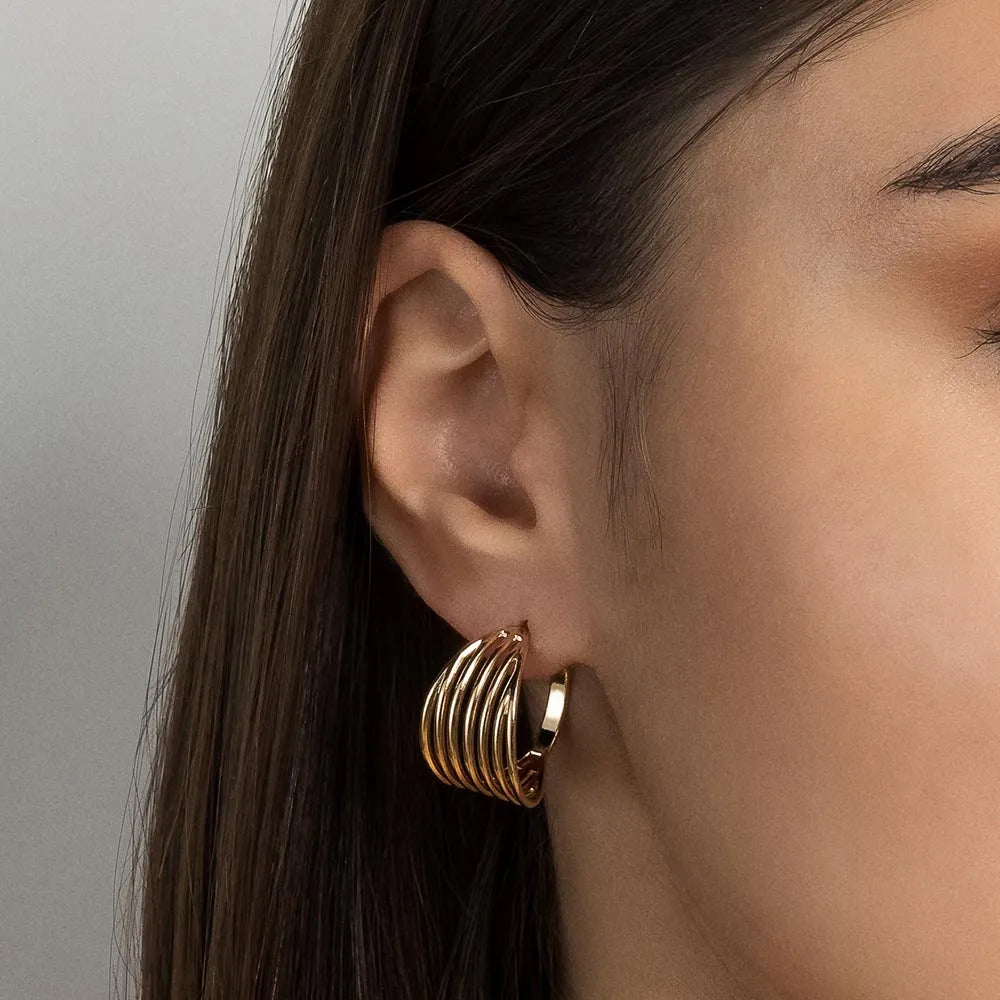 18K GOLD PLATED HALF HOOP EARRINGS - 527079