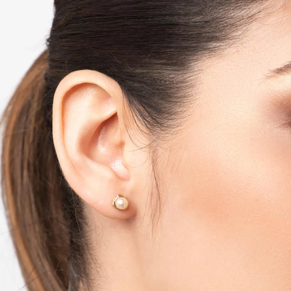 18K GOLD PLATED EARRINGS WITH PEARLS AND CRYSTALS - 52407012