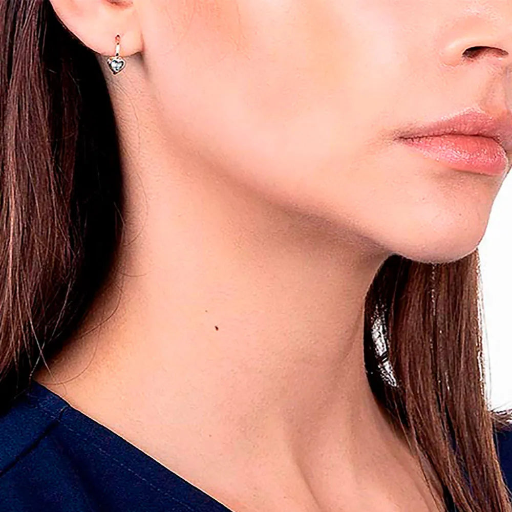 18K GOLD PLATED HEART EARRINGS WITH CRYSTALS - 522372