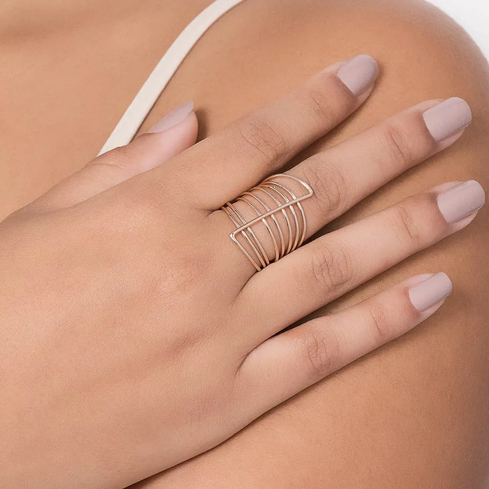 Maxi ring with eight bands, 18k gold plated - 5135351800