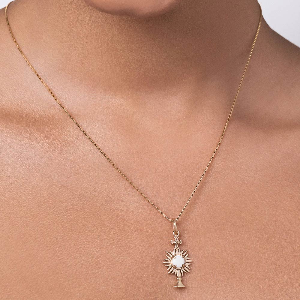 18K Gold-Plated Blessed Sacrament Pendant with Resin Stone - 5454290006