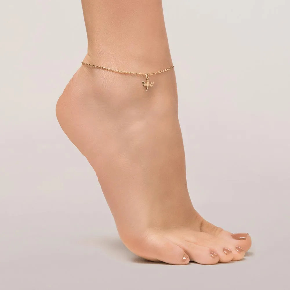 18K Gold-Plated Dragonfly Anklet - 5506102500