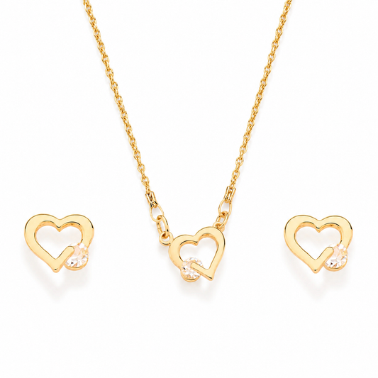 18k GOLD-PLATED SET OPEN HEART - 00012026