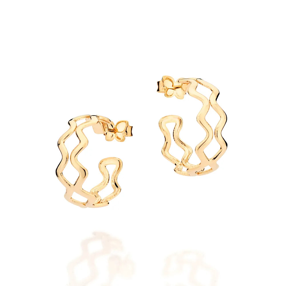 18K GOLD PLATED WAVY HALF-HOOP EARRING - 52723600