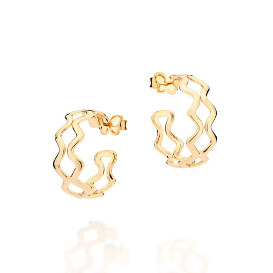 18K GOLD PLATED WAVY HALF-HOOP EARRING - 52723600