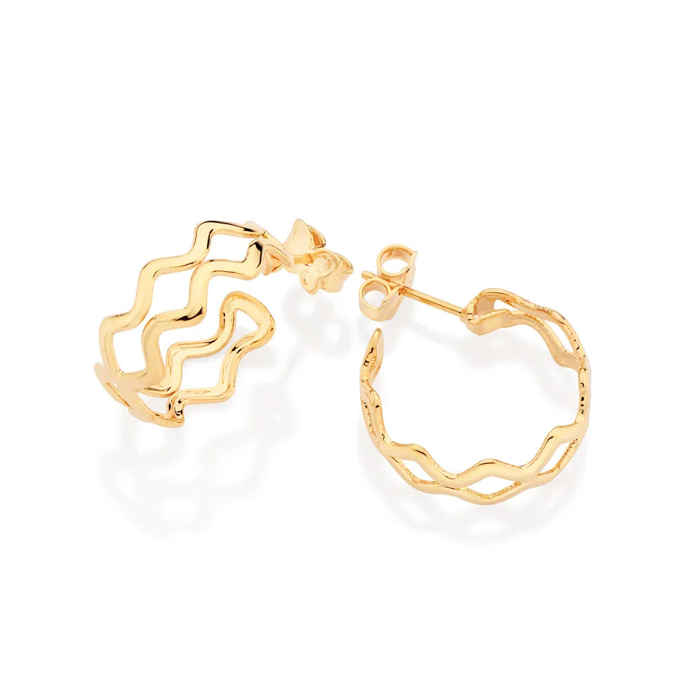 18K GOLD PLATED WAVY HALF-HOOP EARRING - 52723600
