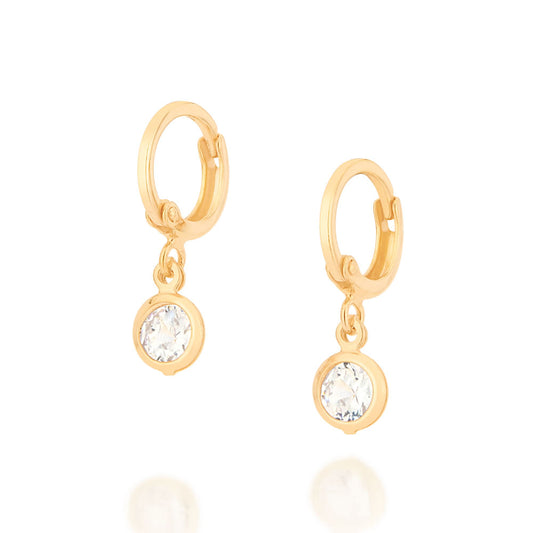 Hoop earrings with cubic zirconia, 18k gold plated - 52677006