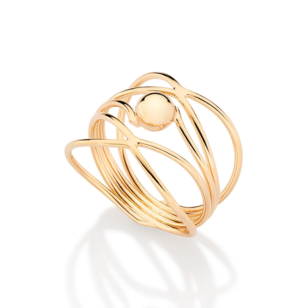 MAXI RING WITH INTERTWINED WIRES, 18K GOLD PLATED, WITH SPHERE 5135301400