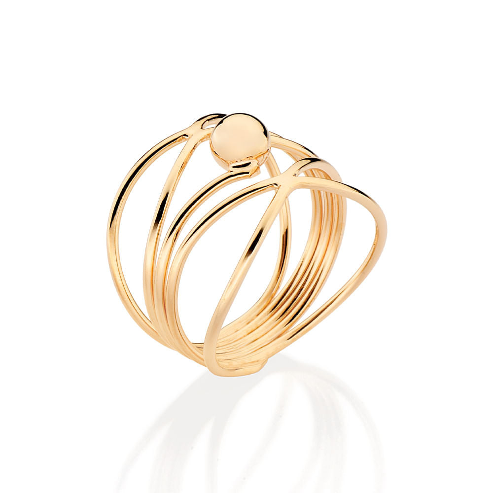 MAXI RING WITH INTERTWINED WIRES, 18K GOLD PLATED, WITH SPHERE 5135301400