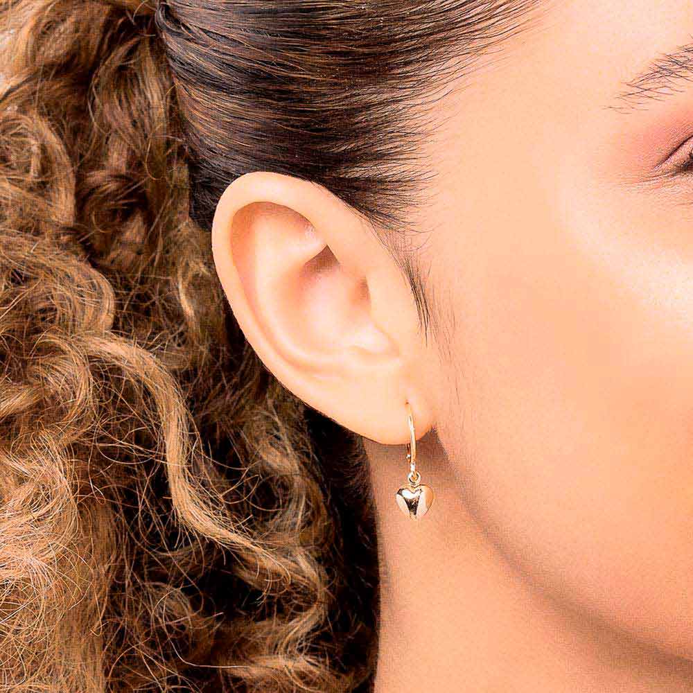 18K GOLD PLATED HEART-SHAPED HOOP EARRINGS - 52714600
