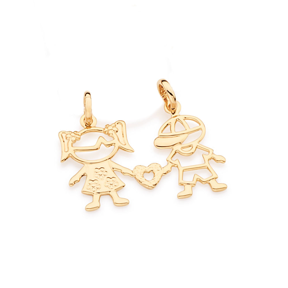 18K GOLD PLATED BOY AND GIRL PENDANT - 54193700