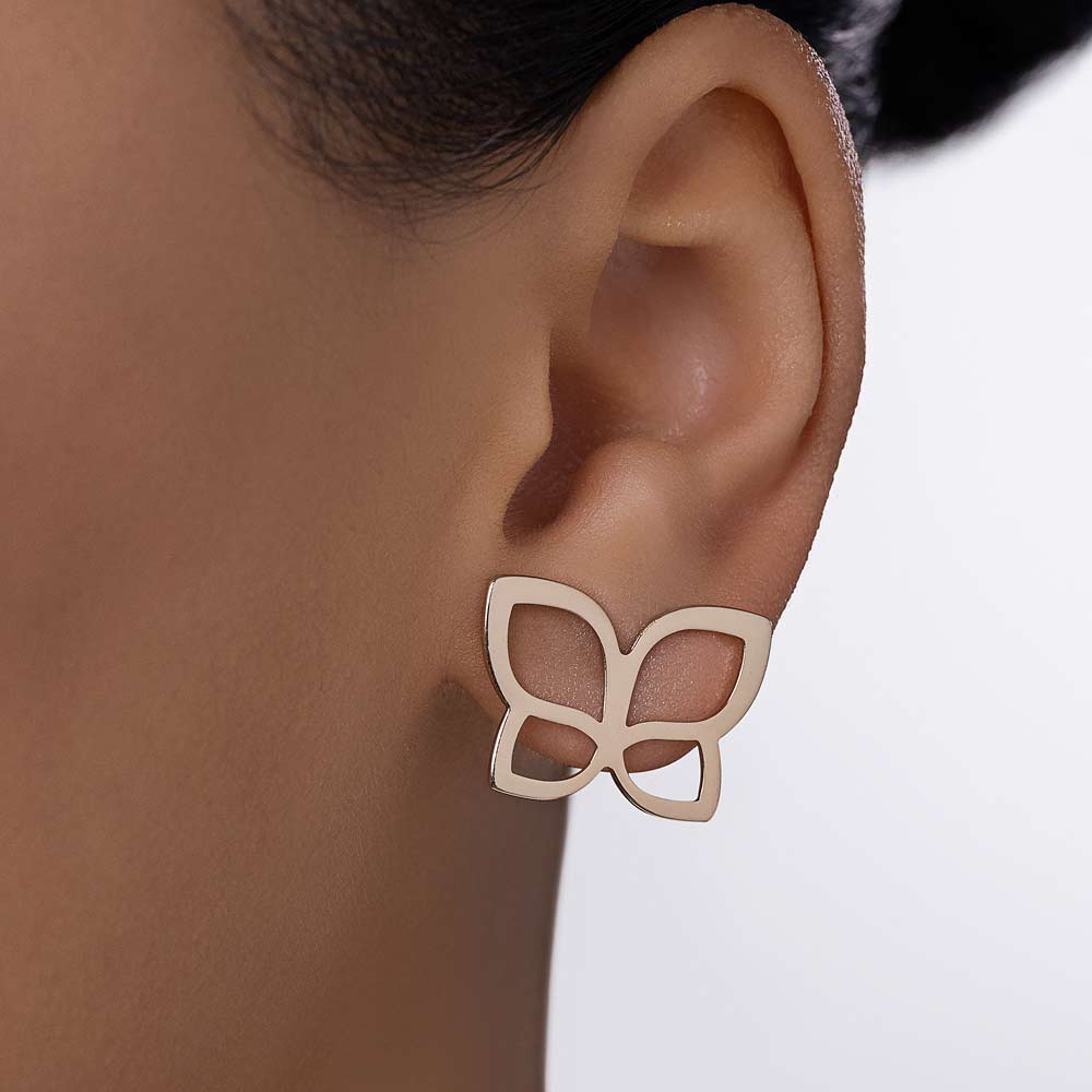 Butterfly earring plated in 18k gold - 52756400