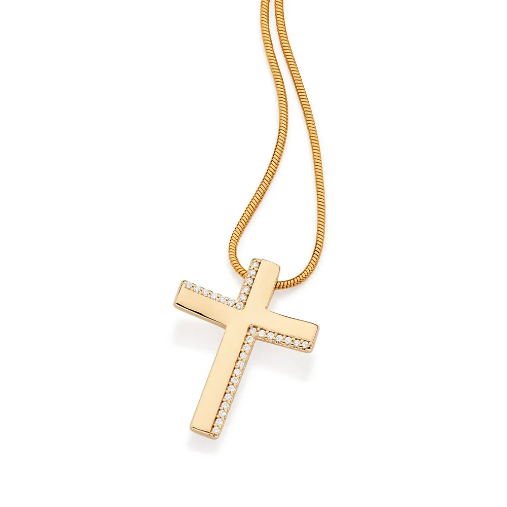 18K GOLD PLATED CROSS PENDANT WITH ZIRCONIAS - 5429150006