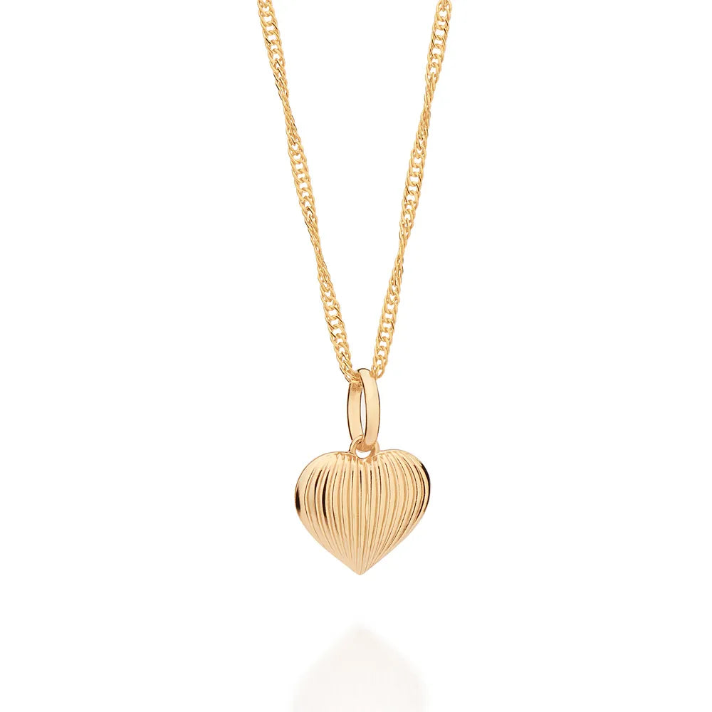 18K GOLD PLATED HEART PENDANT WITH DOMED FRIEZE 5429730000