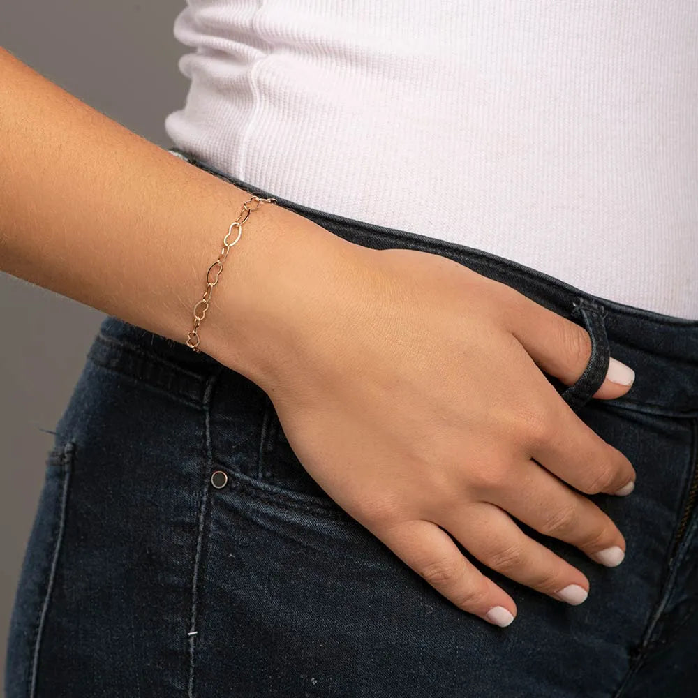 18K GOLD-PLATED BRACELET WITH HEARTS - 55068300