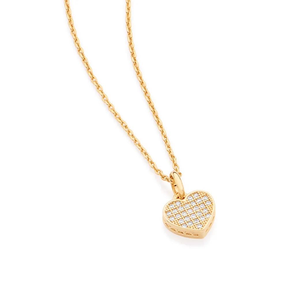 18K GOLD-PLATED NECKLACE WITH HEART SET WITH ZIRCONIA STONES - 53159806
