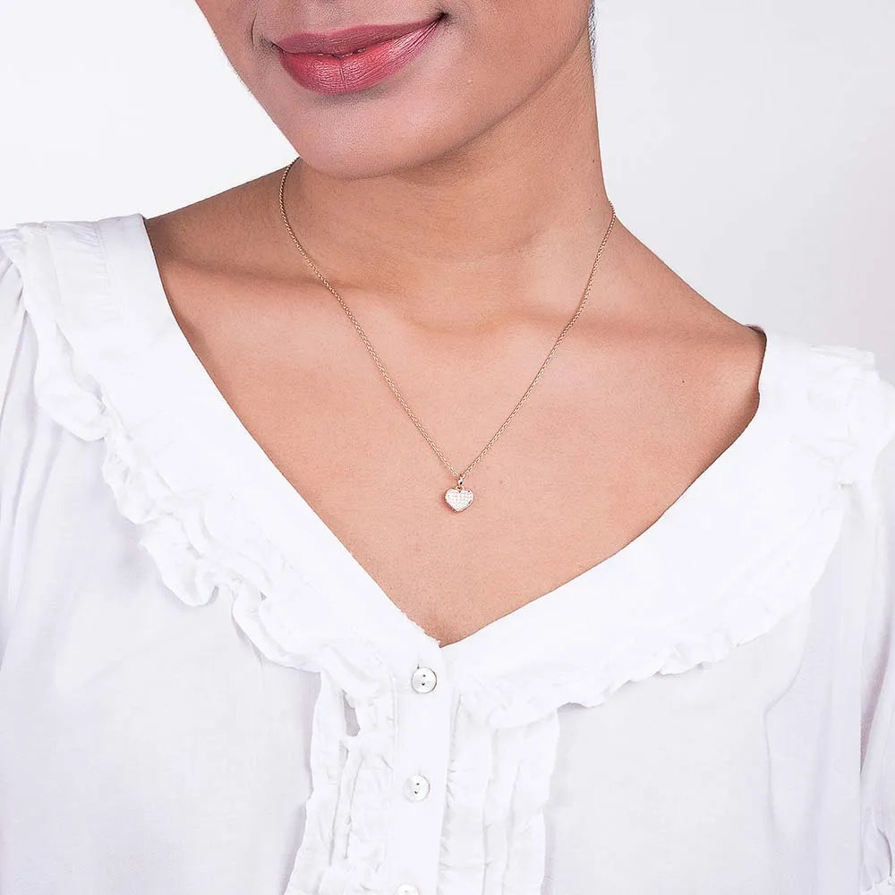 18K GOLD-PLATED NECKLACE WITH HEART SET WITH ZIRCONIA STONES - 53159806