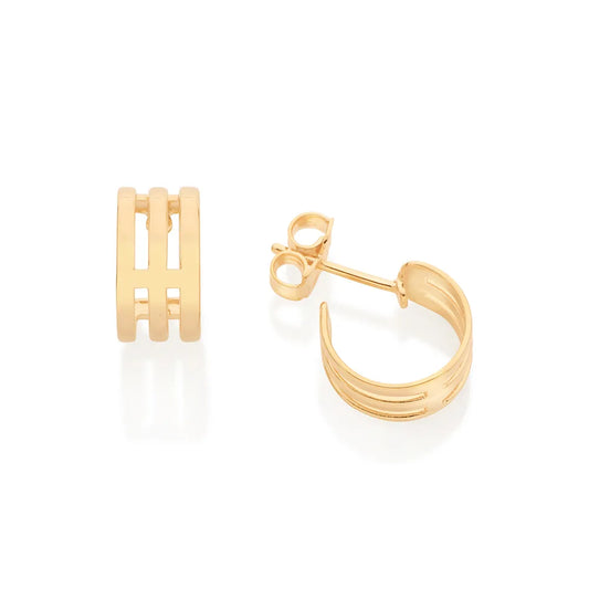 Triple hoop earring plated in 18k gold - 52697100