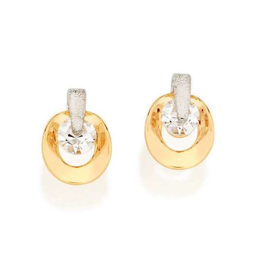 18K GOLD PLATED EARRINGS WITH RHODIUM PLATING AND CRYSTALS - 522278