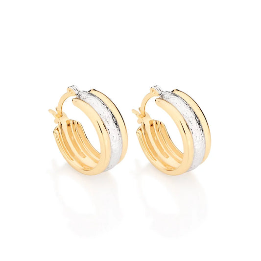 18K GOLD PLATED HOOP EARRINGS WITH RHODIUM PLATING - 52383000